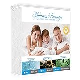 Toplus Queen Size Mattress Protector 100% Waterproof Fitted Premium Cotton Terry Cover, Hypoallergenic, Dust Mite Proof, Vinyl Free, Breathable Mattress Cover (White)