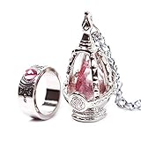 New Puella Magi Madoka Magica Soul Gem Necklace + Ring Cosplay Set Pink