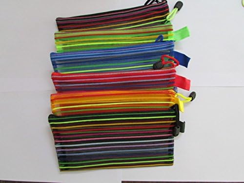 Real Phoenix Nylon Mesh Storage Bag Pouch with Zipper (Pack of 6) - Multipurpose Travel Organizer for Candy Jewelry Cosmetics Toiletry Stationery Pen Pencil - Dimensions L 8.5" x W 4.5" (Approx)