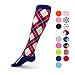 Go2 Compression Socks (1 Pair) for Women and Men Athletic Running Socks for Nurses Medical Graduated Nursing Compression Socks for Travel Running Sports Socks(RWBArgLarge)