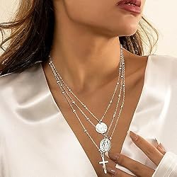 ORAZIO 2PCS Layered Necklace for Women Girl Cross