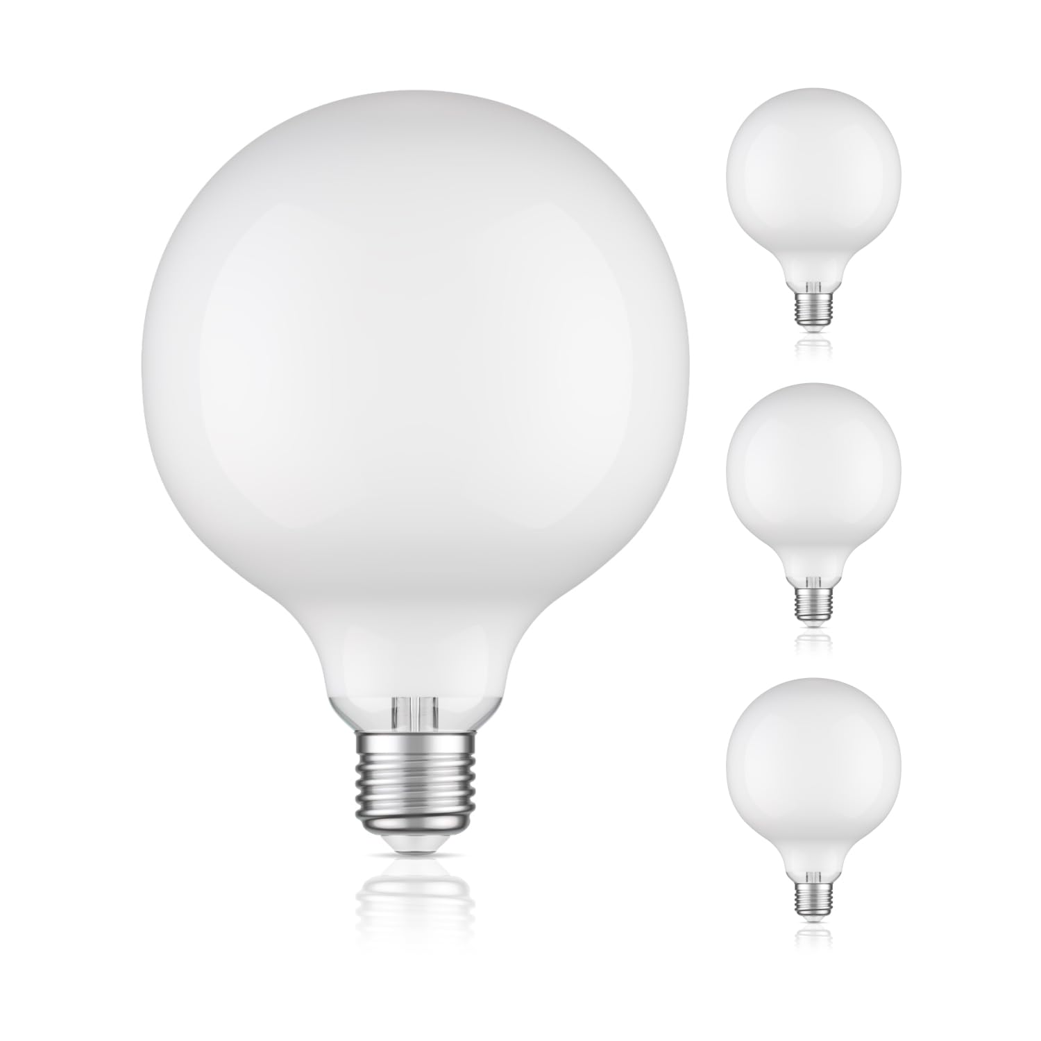 ledscom.de 4 Pieces E27 LED Bulb, G125, Warm White (2700 K), 4 W, 550lm, Frosted Glass Extra matt