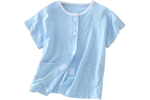 Siomlana Children Tear Away Short Sleeve,Post Surgery Magic Stickers Shirts,Recovery Clothes,Kids Patient Clothing