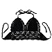 POSESHE Women's Summer Crochet Crop Bikini Top (S, Black)