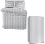 Moonlight20015 4 Piece King Bedding Set Satin Stripes Microfiber Silver