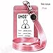 Badge Holder, PU Leather ID Card Badge Holder with Neck Lanyard/Strap, 1 ID Window and 1 Card Slot Can Hold 3 Cards(Retro texture pink)