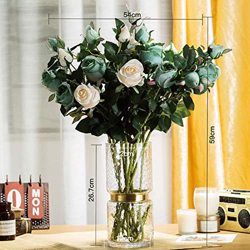 LYzpf Artificial Flowers Fake Flower Real Touch Rose Bouquets with Vase