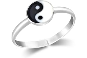 AeraVida Cute Yin Yang Balance .925 Sterling Silver Toe Ring or Pinky Ring