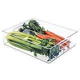 InterDesign Refrigerator and Freezer Divided Storage Organizer Bins for Kitchen, 12" x 4" x 14.5", Clear