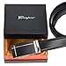 Tiitc Men's Genuine Leather Ratchet Dress Belt with Automatic Buckle (Black, 35mm Wide) (Silver Black Buckle-02)