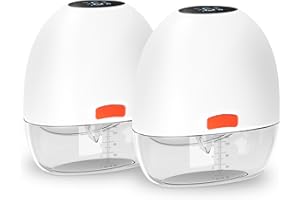 LAUKOWIND Wearable Electric Breast Pump Hands Free, Portable Double Pumps for Breastfeeding, 4 Modes, Painless and Low Noise Wireless Milk Extractor with Massage and Pumping Mode, 2 Pcs White