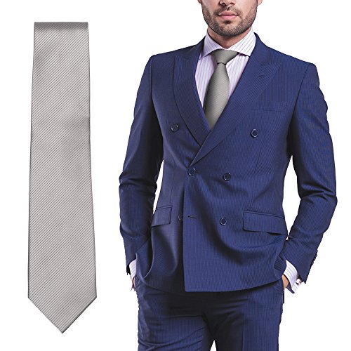 Pop Fashion Silver Ties for Men, Woven Silk Mens Neckties, Formal Dress Tie