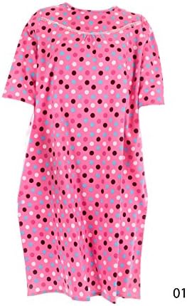 Women's Adaptive Flannel Backwrap Gown (X-Large, Colorful Polka Dots with Pink Background)