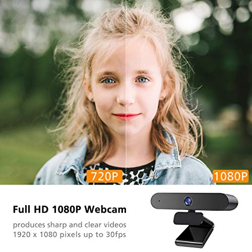 VVCAR 1080P Webcam with Microphone, Full HD Streaming Web Camera with Privacy Cover, Wide-Angle Lens Webcam for Video Conferencing, Calling and Recording, USB Web Cam for Mac OS X Win 10 8 7 XP