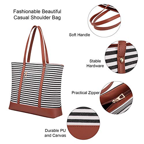 LOVEVOOK Tote Bag for Women Canvas Purse and Handbags Travel and Work Shoulder Bag Leather Top Handle Satchel