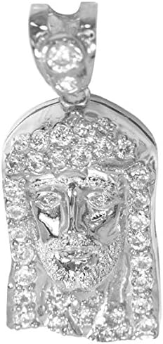 IcedJewels 1.82 cttw Round CZ 10K White Gold Open Back Christian Faith Jesus Piece Pendant