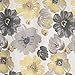 H.VERSAILTEX Linen Blended Grommet Semi-Sheer Curtains - 2 Pieces- Decorative Vintage Blooming Floral with Yellow Gray Pattern for Living Room, Privacy Assured (W52 x L84 inch)