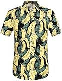 SSLR Men's Banana Hawaiian Short Sleeve Casual Button Down Shirt (X-Large, Green)