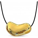 IOQCZQOI Chunky Pebble Pendant Necklace for Women, Adjustable Black Cord Minimalist Statement Jewelry, Fashion Accessory Gift