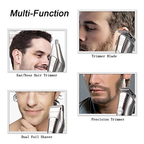 Mens Shaver,T-Antrix 7 in 1 Professional Grooming Kit, Beard Trimmer,Electric Razor, Noes and Ear Hair Trimmer, Hair Clippers for Men with 3 Guide Combs [Rechargeable] [Waterproof] (7 in 1) - Thumbnail 4
