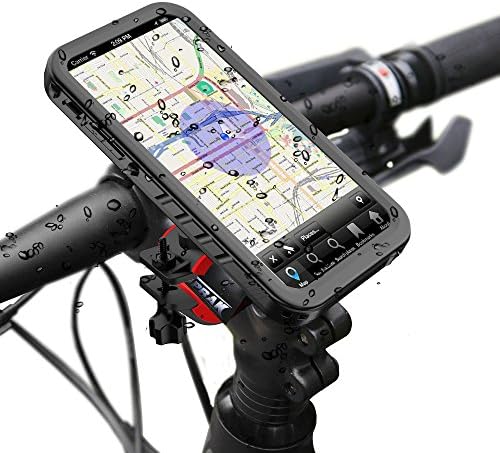 Bicycle Mount iPhone X Waterproof Case, Bike Motorcycle Rack Handlebar Motorcycle Holder Cradle Waterproof Fully Body Rugged Case Cover for Apple iPhone X - Black