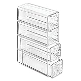 InterDesign Rain 4-Drawer Cosmetic Organizer for Makeup, Beauty Products - Flip Tower, Clear