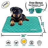 Ruff 'n Ruffus Washable Puppy Pee Pads for Dogs (Set of 2) | Free Travel Bowl, Poop Bags and Dispenser | Extra Large 32