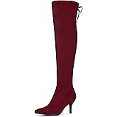 Allegra K Women's Stiletto Heels Thigh High Over the Burgundy Knee High Boots 9 M US