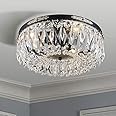 BESTIER Modern Gold Crystal Semi-Flushmount Chandelier Lighting LED Ceiling Light Fixture Lamp for Dining Room Bathroom Bedroom Livingroom Diameter 23 main image 1