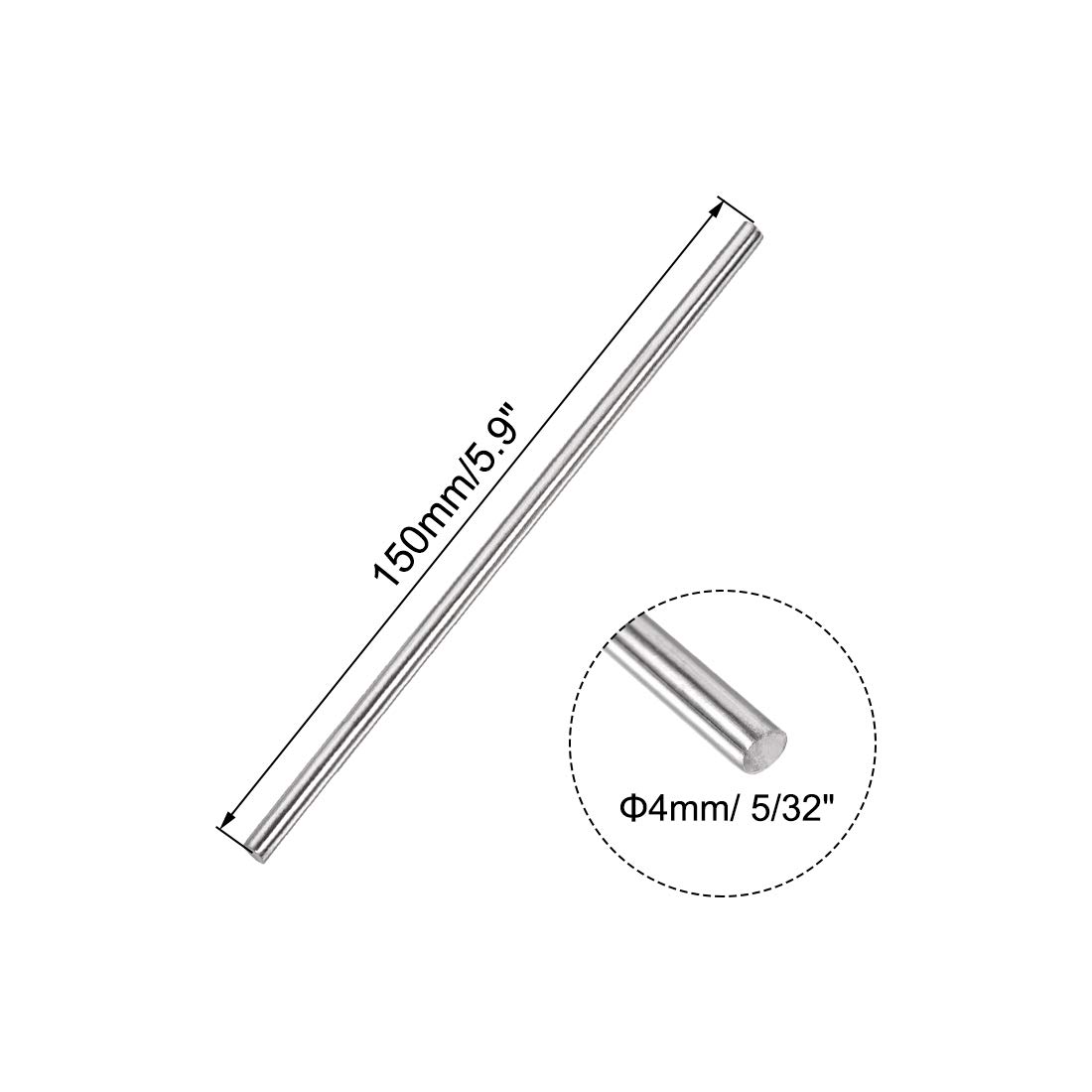 sourcing map 4mm x 150mm 304 Stainless Steel Solid Round Rod for DIY Craft - 10pcs - Image 3