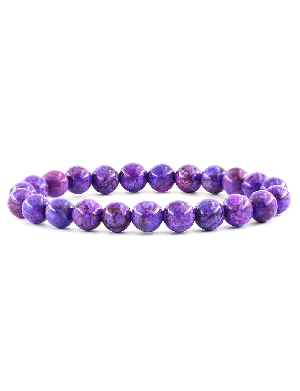 Ouubuuy Sugilite Crystal Beads Bracelet 8mm Natural Gemstone Beaded Bracelets Healing Crystal Bracelet for Women Mothers Day Gifts