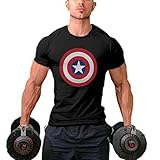 Men's Captain America T-Shirts Bodybuilding Muscle Training Short Sleeve