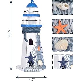 WOODEN NAUTICAL LIGHTHOUSE ANCHOR WALL HANGING ORNAMENT, NAUTICAL LIFE RING WALL AND DOOR HANGING ORNAMENT PLAQUE (white… 51Sw8LKLxCL