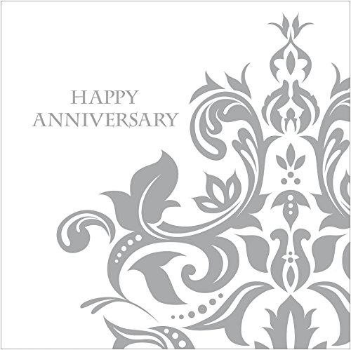 Creative Converting 36 Count 3 Ply Happy Anniversary Lunch Napkins, Silver