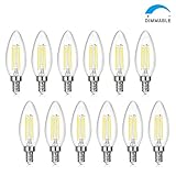 SHINE HAI Candelabra LED Filament Bulbs Dimmable 40W Equivalent, 5000K Chandelier B11 LED Bulb E12 Base Decorative Candle Light Bulb(12-Pack)