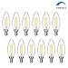 SHINE HAI Candelabra LED Filament Bulbs Dimmable 40W Equivalent, 5000K Chandelier B11 LED Bulb E12 Base Decorative Candle Light Bulb(12-Pack)