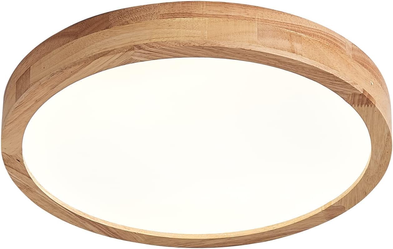 Schindora Wooden LED Ceiling Light,20W Neutral White 4500K 1600 LM,Round Wood Ceiling Lights Ø30cm for Lounge Living Room Kitchen Dining Room Hallway Home Office Children's Room
