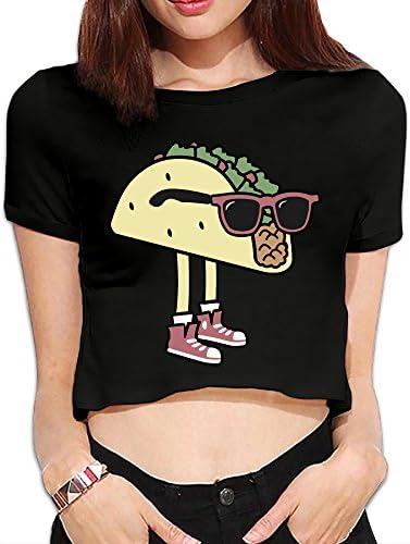 PolkBro Cool Sunglass Taco Sexy Womens Cropped Tops Tees Short T-shirt Blouse Clubwear