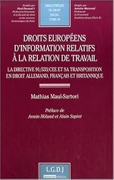 Droits européens d'information relatifs à la relation de travail