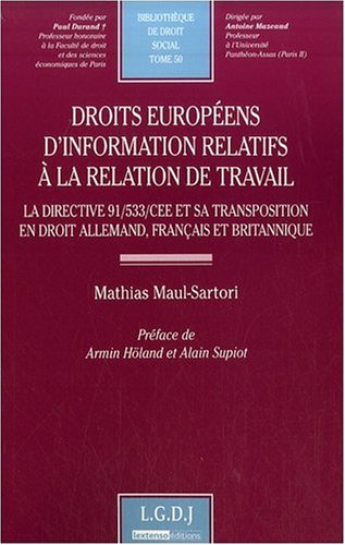 Droits européens d'information relatifs à la relation de travail