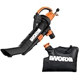 Worx WG509 TRIVAC 12 Amp 3-in-1 Electric Leaf Blower/Leaf Vacuum/Mulcher, Metal Impeller for Fine Mulching