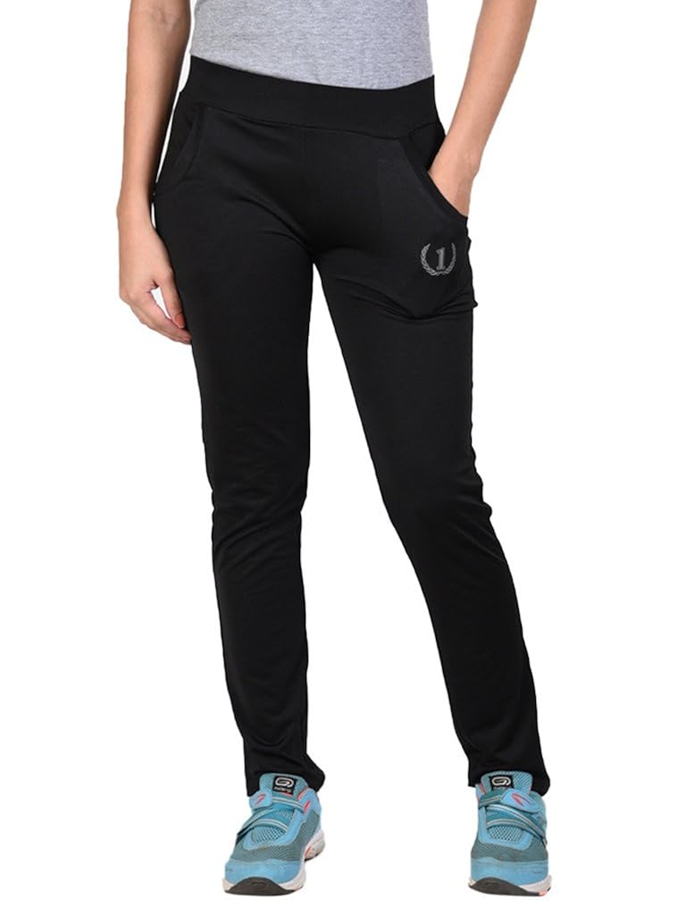 onesport women's polyester spandex jersey black track pants(onsp14bl-p)