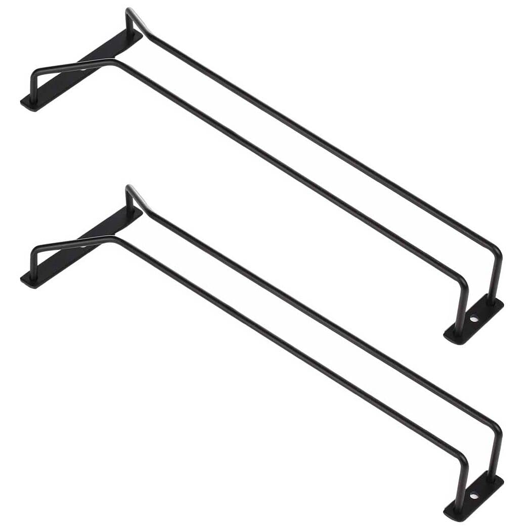 Dianoo 2pcs Black Metal Wine Glass Rack, Under Cabinet Stemware Holder, 35.5cm