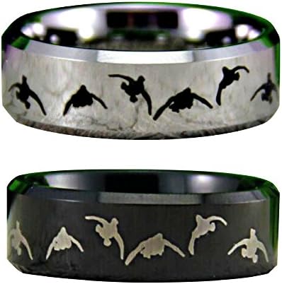 Duck Band Wedding Rings For Men, Hunting Promise Rings For Him Engraved Personalized - Premium Quality 8MM Tungsten Ring