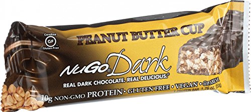 NuGo Nutrition Bar – Dark – Peanut Butter Cup – 1.76 oz – Case of 12 – Low Fat – Dairy Free – Wheat Free – Vegan