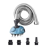 Uarter Pet Bath Sprayer Dog Shower Brush Cat Massager Shampoo Handheld Sprayer with Stainless Steel Hose Blue