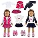 Barwa 2 Sets Doll Clothes and 2 Pairs Ice Skates Boots Shoes Fashion Autumn Clothing Dress Sets Compatible for 18 Inch Doll Xmas Gift