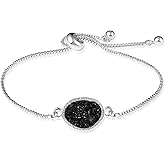 Humble Chic NY Simulated Druzy Chain Bracelet for Women - Boho Stackable Adjustable Bolo Slider Bracelet