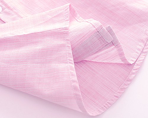 Baby Boy Shirt and Tie Sets Long Sleeve Woven Top+ Bowknot+ Shorts with Suspender Straps Outfits (18-24month, Pink) - Thumbnail 4