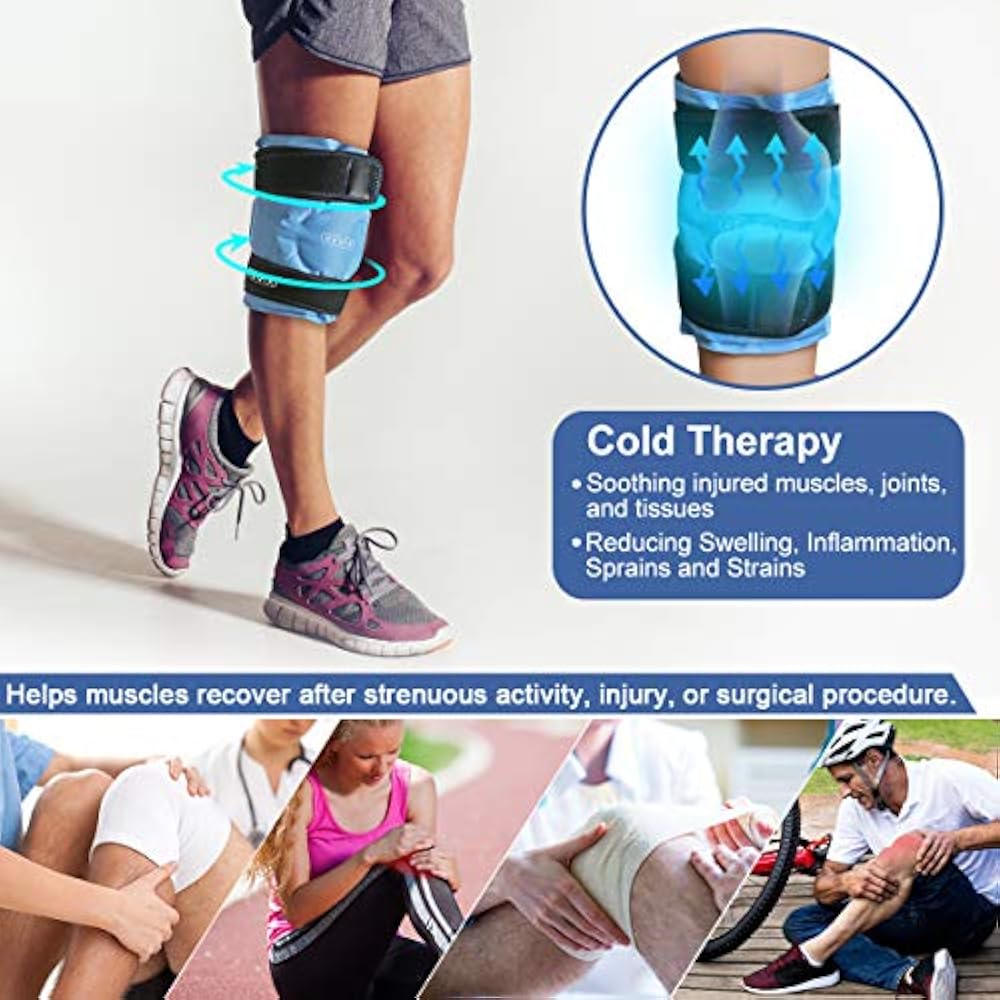 REVIX Knee Ice Pack Injuries Reusable, Gel Wrap With Cold Compression
